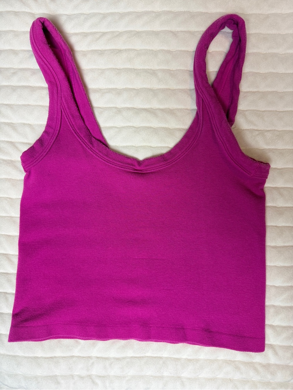 FP Movement by Free People Bright Magenta Scoop Neck Ribbed Crop Tank - M/L - Picture 4 of 9